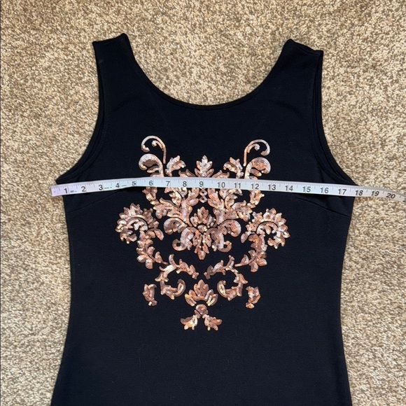 Suzy Shier Black Copper Embellished Sheath Dress - Picture 10 of 13